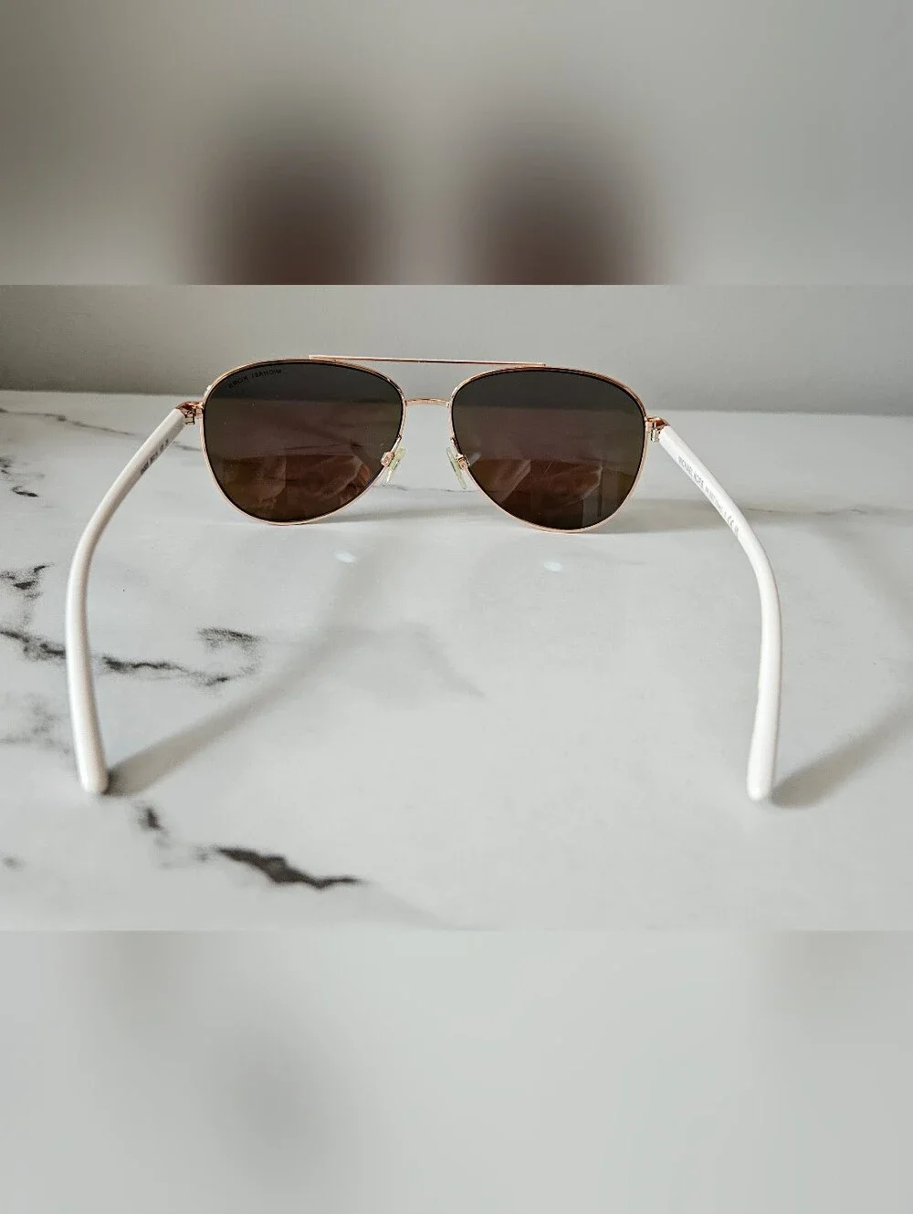 Michael Kors Hvar Sunglasses In Rose Gold w/ Blue Mirror Lenses